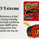 Gra UNO Extreme z wyrzutnią kart, która wystrzeliwuje je w powietrze. Zasady są proste, a zabawa gwarantowana!
