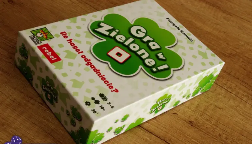 Pudełko gry "Gra w zielone!" z hasłami do odgadnięcia. Idealna na rodzinne wieczory.