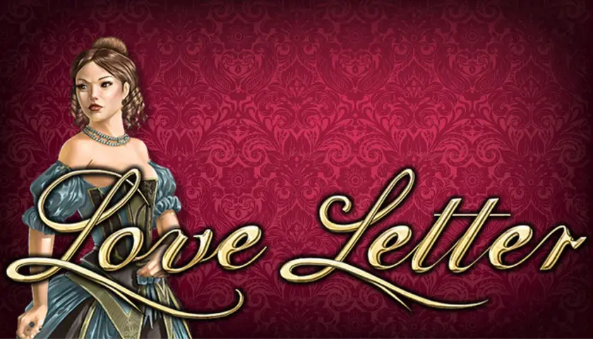 Elegancka kobieta w historycznym stroju, obok złoty napis "Love Letter".