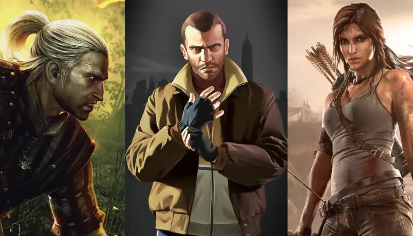 Geralt, Niko Bellic i Lara Croft – bohaterowie kultowych gier z kulkami, gotowi na nowe przygody.