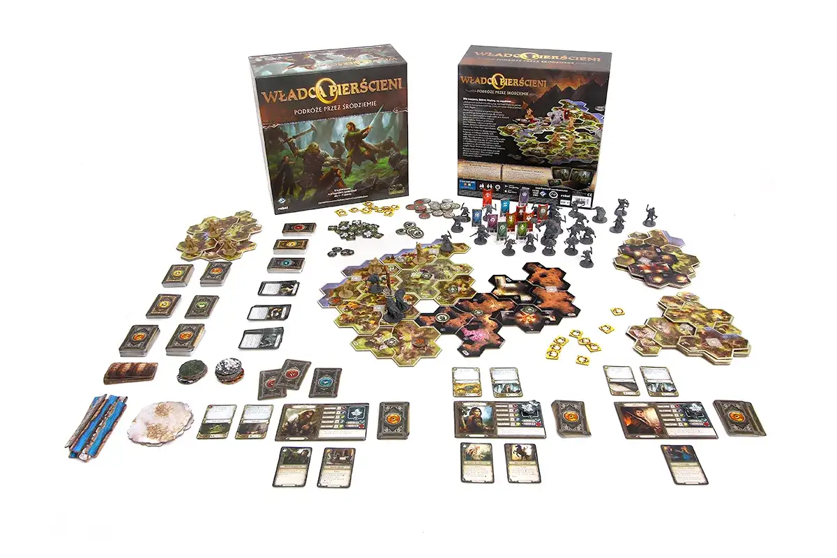 Władca Pierścieni: Podróże przez Śródziemie – plansza, figurki i karty do epickiej przygody.
